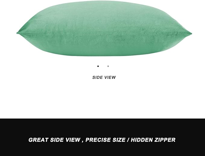 GIGIZAZA Mint Turquoise Velvet Decorative Throw Pillow Covers 12x20 for Sofa Bed 2 Pack Soft Lumbar Cushion Cover
