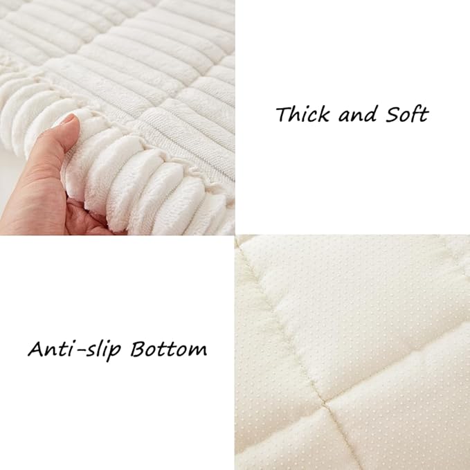 Couch Cover for Dogs Washable, Fuzzy Pet Couch Covers for 3 Cushion Sofa Pet Friendly, Non Slip Sofa Cover (White, 35" x 82.7"/90 x 210cm)