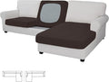 Easy-Going Stretch 3 Pieces Couch Cushion Covers for Sectional Sofa Left/Right L Shape Chaise Lounge Sofa Seat slipcover Anti-Slip Sofa Cover Soft (2 Seater + 1 Chaise, Chocolate)