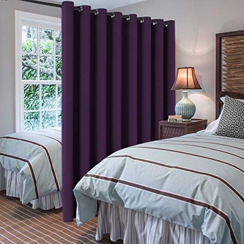 H.VERSAILTEX Blackout Patio Curtains 100 x 84 Inches for Sliding Door Extral Wide Blackout Curtain Panels Thermal Insulated Room Divider - Grommet Top, 7' Tall by 8.5' Wide - Plum Purple