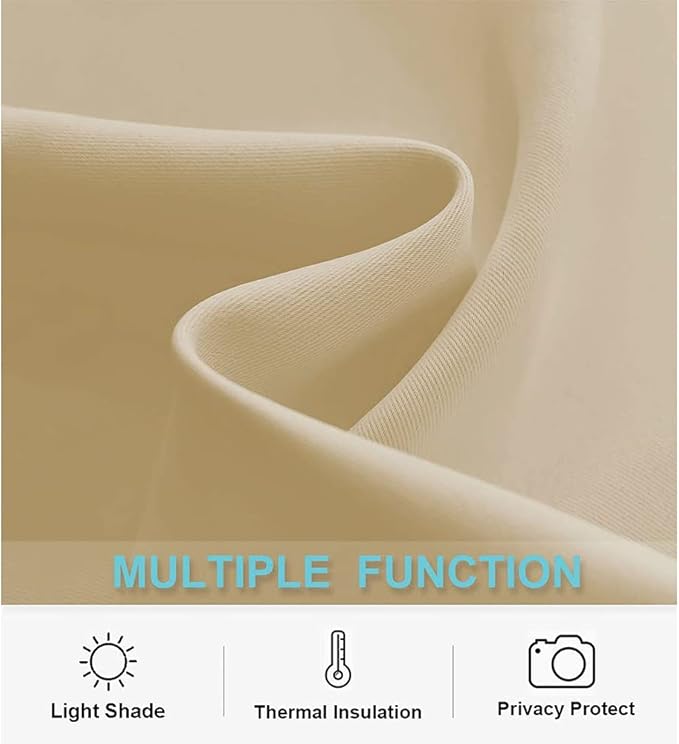 RYB HOME Short Biscotti Beige Curtains for Small Bedroom Window, Insulating UV Blocking Drapes for Kitchen Cafe Basement Garage, Privacy Tiers for Bathroom Window, Width 42 by Length 36, Set of 2