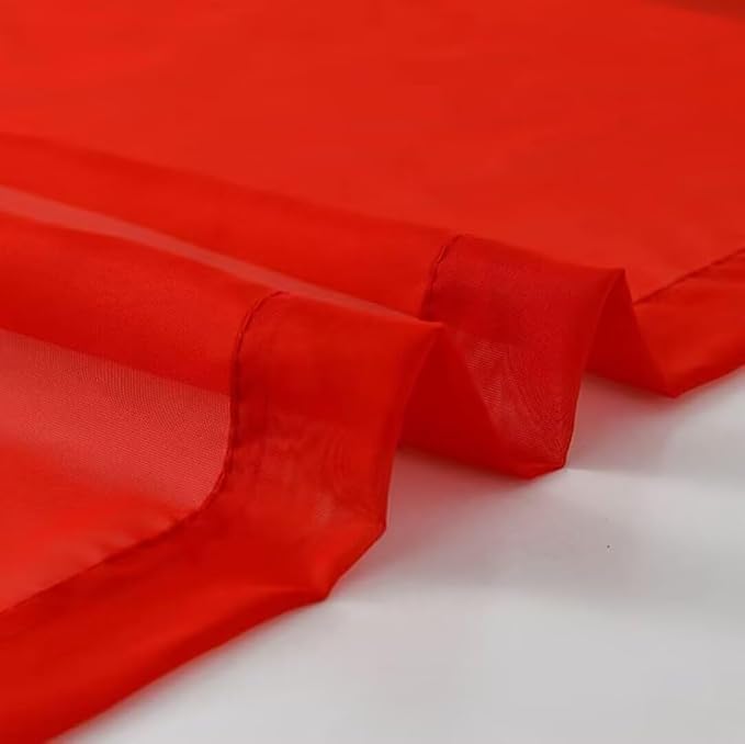SpaceDresser Basic Rod Pocket Sheer Voile Window Curtain Panels White 1 Pair 2 Panels 70 Width 84 Inch Long for Kitchen Bedroom Children Living Room Yard(Red,70 W x 84 L)