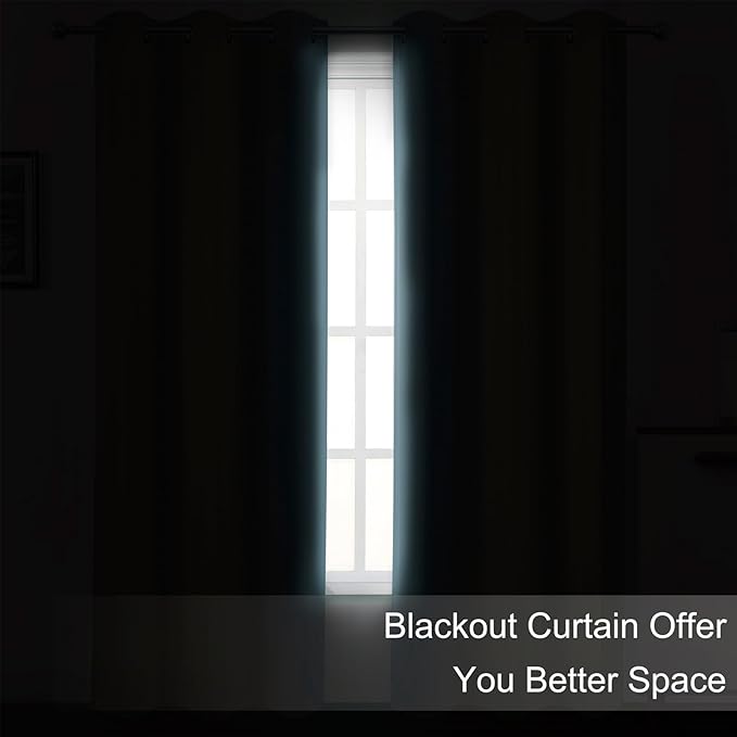 LEMOMO Blackout Curtains 66 x 84 inch/Stone Blue Curtains Set of 2 Panels/Thermal Insulated Room Darkening Bedroom Curtains