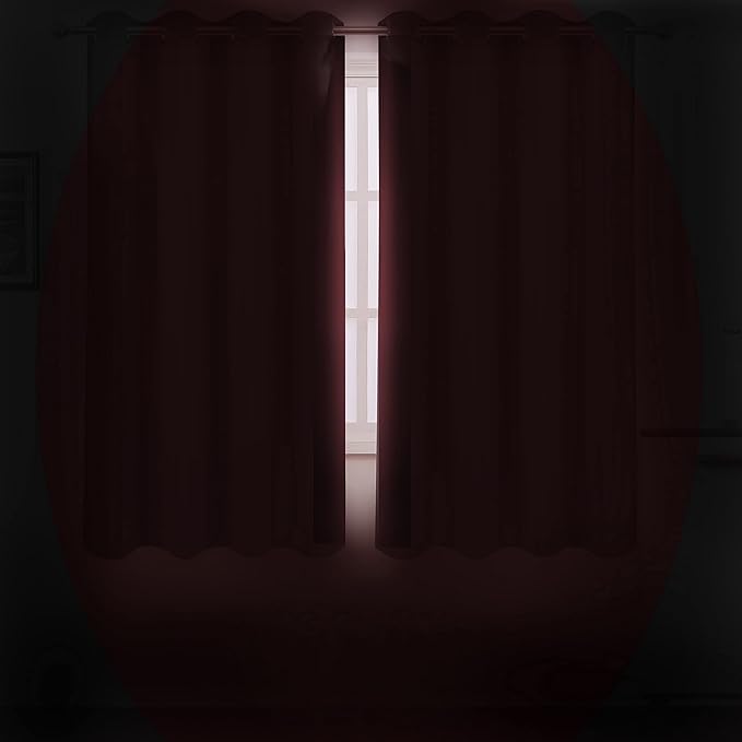LEMOMO Burgundy Red Blackout Curtains 42 x 63 Inch Length/Set of 2 Curtain Panels/Thermal Insulated Room Darkening Blackout Curtains for Bedroom