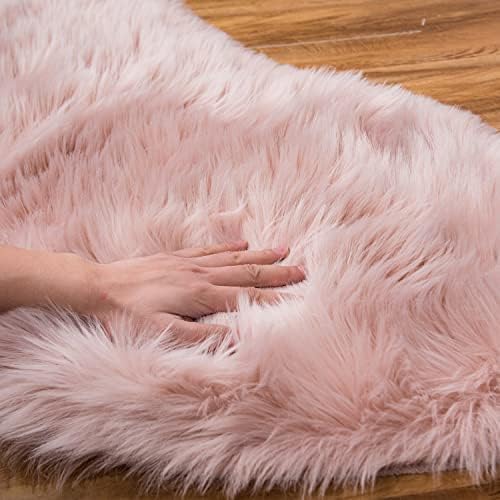 EasyJoy Ultra Soft Fluffy Rugs Faux Fur Rug Chair Cover Seat Pad Fuzzy Area Rug (Pink, 2x6 ft Rectangle)