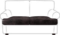 Leather Look Couch Cushion Covers Sofa Seat Slipcovers Sets Couches Furniture Protector for Sectional Armchair Loveseat Pets Kids Stretch Spandex Fabric (2 T-Cushion Loveseat, Chocolate)