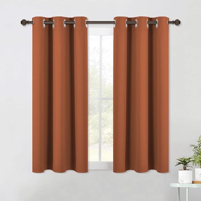 NICETOWN Modern Blackout Curtains Noise Reducing, Thermal Insulated and Privacy Room Darkening Drape Panels for Boy's Guest Room Door Small Window (Burnt Orange, 2 Panels, W42 x L54 -Inch)