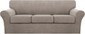 Turquoize 4 Piece Sofa Covers for 3 Cushion Couch Sofa Slipcover Soft Couch Cover for Dogs Washable Furniture Cover with 3 Individual Large Cushion Covers Feature Fabric (Large Sofa, Taupe)
