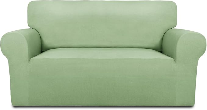 PureFit Super Stretch Sofa Slipcover – Spandex Non Slip Soft Couch Sofa Cover, Washable Furniture Protector with Non Skid Foam and Elastic Bottom for Kids, Pets （Loveseat, Sage Green）