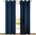 NICETOWN Complete 100% Blackout Curtain Set, Thermal Insulated & Energy Efficiency Window Draperies for Guest Room, Full Shading Panels for Shift Worker and Light Sleepers, Navy Blue, 42W x 84L, 2 Pcs