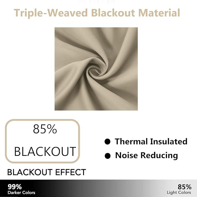 LEMOMO Beige Thermal Blackout Curtains/42 x 63 Inch/Set of 2 Panels Room Darkening Curtains for Bedroom