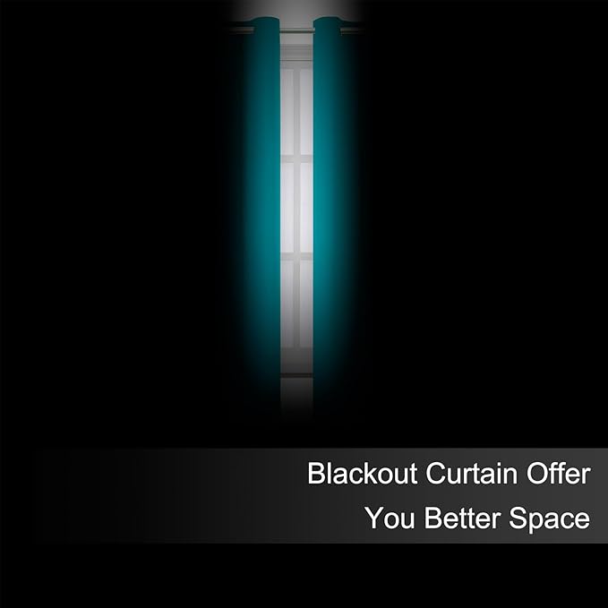LEMOMO Blackout Curtains 66 x 72 Inch Long Teal Curtains Set of 2 Panels Room Darkening Curtains for Bedroom and Living Room