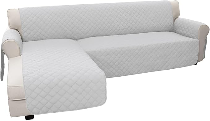 Easy-Going Sofa Slipcover L Shape Sofa Cover Sectional Couch Cover Furniture Protector Mat for Pets Dog Cat (Large,Light Gray/Light Gray)