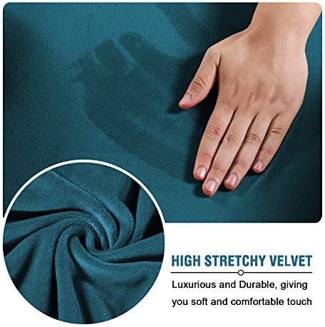 H.VERSAILTEX Real Velvet Plush 3 Piece Stretch Sofa Covers Couch Covers for 2 Cushion Couch Sofa Slipcovers Width Up to 90 Inch Feature Thick Soft Stay in Place (Large Sofa, Deep Teal)