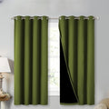 NICETOWN 100% Blackout Curtains 45 inches Long, Olive Green, 1 Pair, 52 inches Width Each Panel, 2 Thick Layers Completely Blackout Window Treatment Thermal Insulated Lined Drapes for Small Window