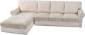 H.VERSAILTEX Velvet Stretch Sectional Couch Covers 4 Pieces Sofa Seat Cushion Covers L Shape Separate Cushion Couch Chaise Cover for Both Left/Right Couch (Large Sofa 3 Seater + 1 Chaise, Oatmeal)