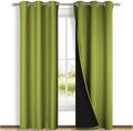 NICETOWN Fresh Green Full Shade Curtain Panels, 37" Wide x 84" Long, Pair of Thermal Insulated & Energy Efficiency Blackout Drapes for Living Room Windows, Lined Silky Performance Window Dressing