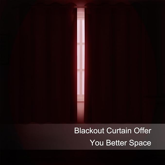LEMOMO Blackout Curtains 66 x 54 Inch Long Bright Red Curtains Set of 2 Panels Room Darkening Curtains for Bedroom and Living Room