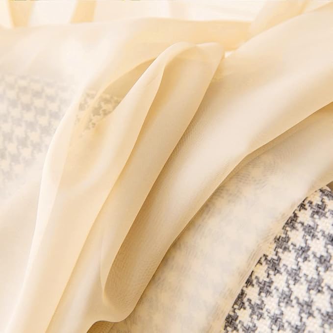 MIULEE 2 Panels Red Kitchen Tiers Half Window Sheer Curtains Rod Pocket Translucent Voile Drapes for Kitchen Bathroom Small Windows 29 by 36 Inch Cream Beige