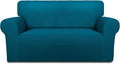 PureFit Super Stretch Sofa Slipcover – Spandex Non Slip Soft Couch Sofa Cover, Washable Furniture Protector with Non Skid Foam and Elastic Bottom for Kids, Pets （Loveseat, Peacock Blue）