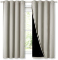 NICETOWN Extra Long Truly Blackout Drapes for Hall and Villa, 46-inch Width Each Panel, 45-inch Length, Natural, 2 Pieces, 100% Blackout Window Curtain Panels with Black Lined for Night Shift Worker