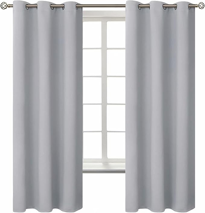 BGment Room Darkening Curtains 63 Inches Long - Grommet Thermal Insulated Drapes Window Treatment Curtains for Bedroom, 2 Panels, 42 x 63 Inch, Light Grey