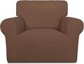 PureFit Super Stretch Chair Sofa Slipcover – Spandex Non Slip Soft Couch Sofa Cover, Washable Furniture Protector with Non Skid Foam and Elastic Bottom for Kids, Pets （Chair, Brown）