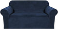 H.VERSAILTEX Stretch Velvet Loveseat Covers for 2 Cushion Couch Covers for Living Room Sofa Covers Slipcovers with Non Slip Straps Bottom, Ultra Thick Comfy Velour (Width 58"-72", Navy)