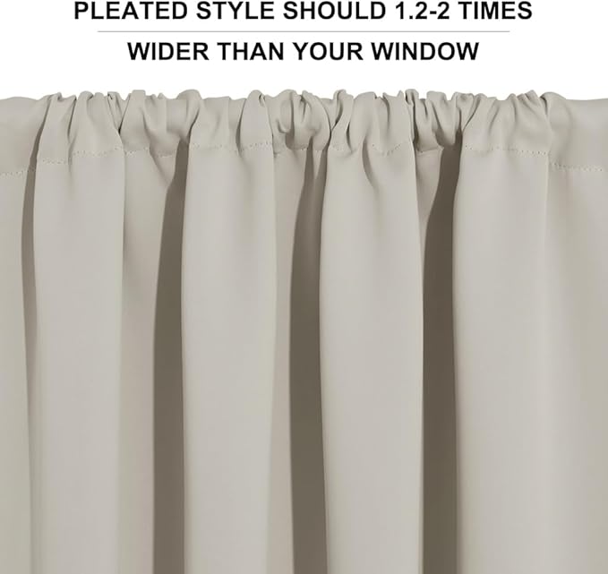 RYB HOME Privacy Bathroom Window Curtains, Short Thermal Insulated Heat Blocking Privacy Rod Pocket Half Window Curtain Tiers for Nursery Bedroom, Width 42 by Length 30, Natural, 2 Panels