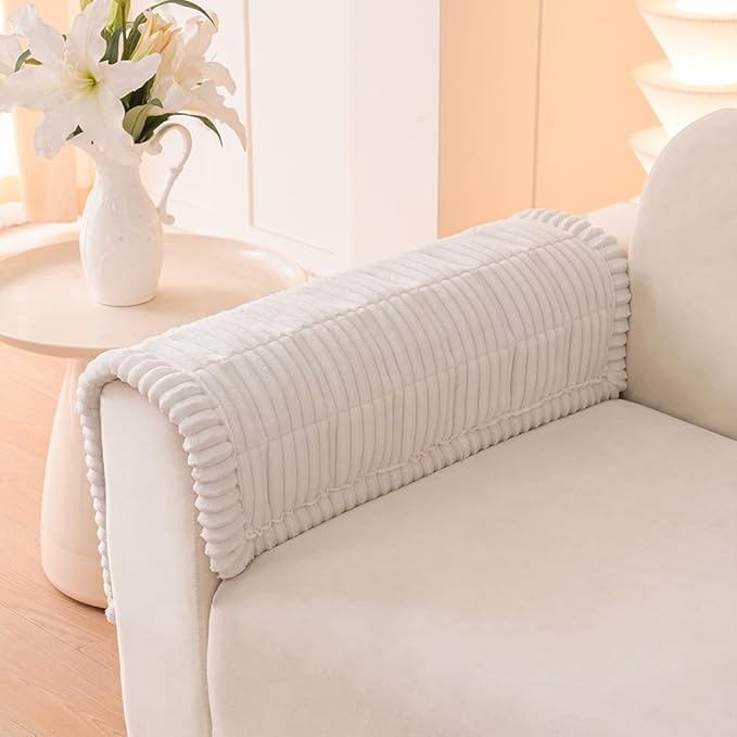 Couch Cover for Dogs Washable, Fuzzy Pet Couch Covers for 3 Cushion Sofa Pet Friendly, Non Slip Sofa Cover (White, 27.6" x 27.6"/70 x 70cm 2 PCS)