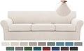 Turquoize 4 Piece Sofa Covers for 3 Cushion Couch Sofa Slipcover Soft Couch Cover for Dogs-Washable Sofa Furniture Covers with 3 Individual Large Cushion Covers, Feature Thick Fabric (XL Sofa, Ivory)