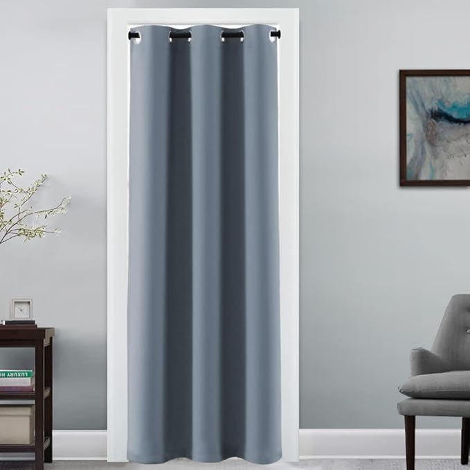 H.VERSAILTEX Doorway Curtain Blackout Closet Door Curtain Room Divider Window Treatment Curtain for Bedroom Thermal Insulated Privacy Drape Soundproof Grommet, 42 x 80 inches, 1 Panel, Stone Blue