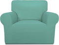 PureFit Super Stretch Chair Sofa Slipcover – Spandex Non Slip Soft Couch Sofa Cover, Washable Furniture Protector with Non Skid Foam and Elastic Bottom for Kids, Pets （Chair, Cyan）