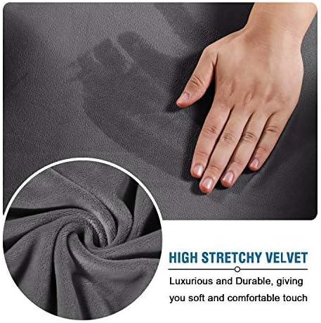 H.VERSAILTEX Velvet 4 Piece High Stretch Sofa Slipcover Cover Furniture Protector Form Fit Luxury Thick Velvet Extra Large Sofa Cover for 3 Cushion Couch Width Up to 105 Inch (XL Sofa, Gray)