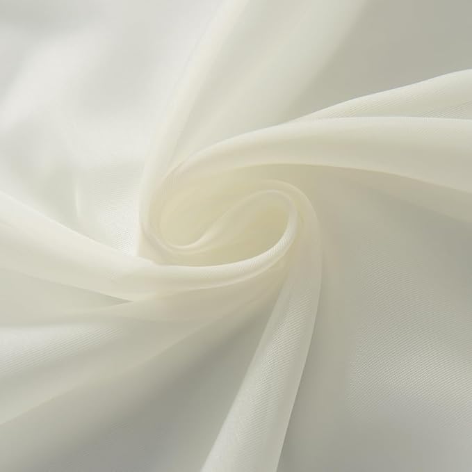 SpaceDresser Ivory Sheer Curtains 4 Panels Rod Pocket Semi-Sheer Curtain 54 Inches Long Light Filtering Voile Window Drapes for Bedroom Living Room Kitchen, Each 52W x54L