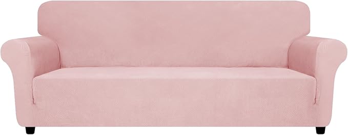 ZNSAYOTX Oversized Super Stretch Couch Cover (92"-115"), New Striped Sofa Covers Comfortable & Durable, Dog Cat Pets Friendly Extra Large Spandex Sofa Slipcovers (Rose, XL Sofa)