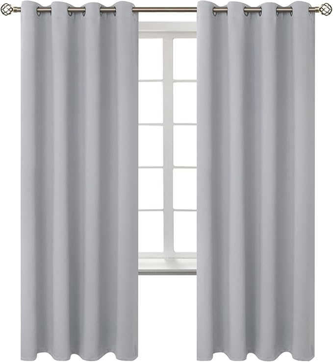 BGment Room Darkening Curtains 72 Inches Long - Grommet Thermal Insulated Drapes Window Treatment Curtains for Bedroom, 2 Panels, 52 x 72 Inch, Light Grey