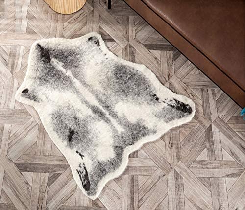 Cow Print Rug Faux Cowhide Rug Animal Pattern Carpet for Bathroom Living Room Skins Door Mat Home Decoration 3.5x2.6 Ft/42.5x31.5in/(108 x 80 cm) Grey