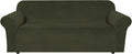 H.VERSAILTEX Stretch Velvet Sofa Covers for 3 Cushion Couch Covers Furniture Protector Soft with Non Slip Elastic Bottom, Crafted from Thick Comfy Rich Velour (Sofa 72"-90", Olive)