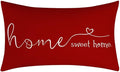MFGNEH Home Sweet Home Quotes Farmhouse Pillow Covers, 12x20 Inch, Decorative Throw Pillow Case, Housewarming Gift, Red
