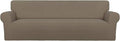 PureFit Super Stretch 4 Seater Sofa Slipcover – Spandex Non Slip Soft Couch Sofa Cover, Washable Furniture Protector with Non Skid Foam and Elastic Bottom for Kids, Pets （XX Large, Natural）