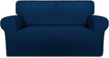 PureFit Super Stretch Sofa Slipcover – Spandex Non Slip Soft Couch Sofa Cover, Washable Furniture Protector with Non Skid Foam and Elastic Bottom for Kids, Pets （Loveseat, Navy）