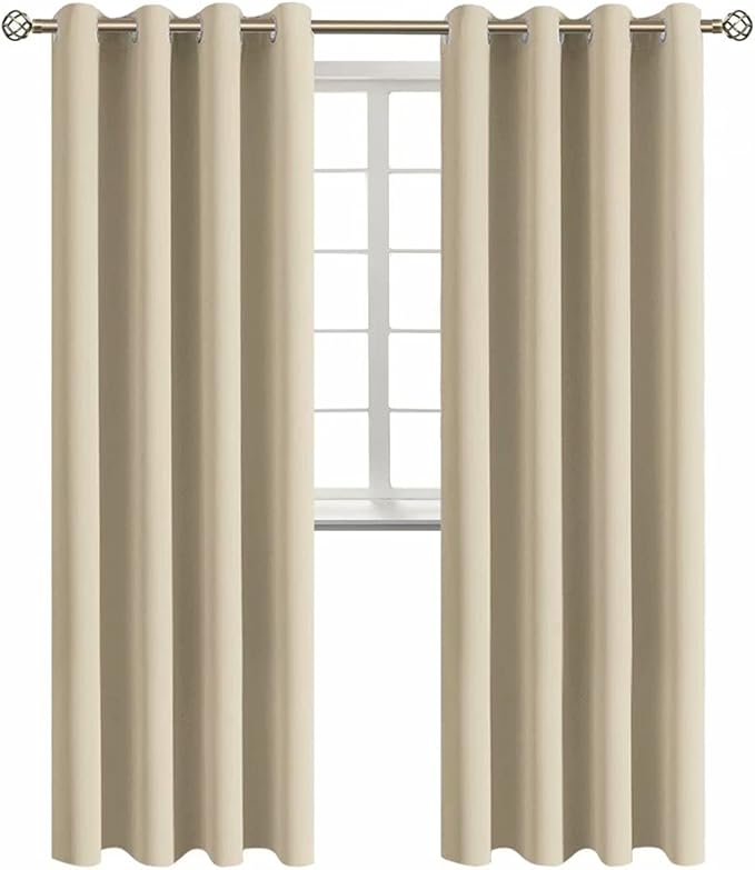 BGment Room Darkening Curtains 95 Inches Long - Grommet Thermal Insulated Drapes Window Treatment Curtains for Bedroom, 2 Panels, 52 x 95 Inch, Beige