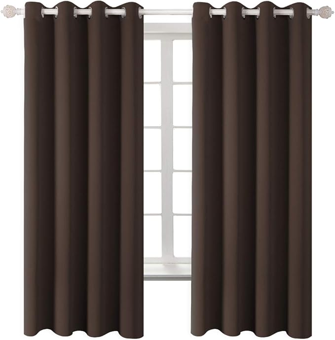 BGment Blackout Curtains for Bedroom - Grommet Thermal Insulated Room Darkening Curtains for Living Room, Set of 2 Panels (52 x 72 Inch, Brown)