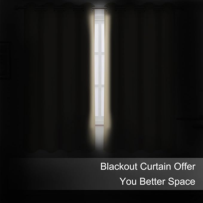 LEMOMO Blackout Curtains 66 x 72 Inch Long Beige Curtains Set of 2 Panels Room Darkening Curtains for Bedroom and Living Room