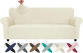 ZNSAYOTX Super Stretch Couch Cover (72"-92"), New Striped Sofa Covers Fitted Slipcovers with Elastic Bottom, Dog Cat Pets Proof Spandex Fabric Comfortable & Durable (Beige, Sofa)