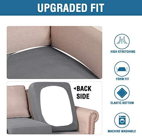 H.VERSAILTEX Stretch Couch Cushion Covers Individual Seat Sofa Slipcovers Cushion Protector Covers Featuring Jacquard Textured Twill Fabric(1 Cushion Chair Cover, Grey)