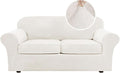 H.VERSAILTEX Real Velvet Plush 3 Piece Stretch Sofa Covers Couch Covers for 2 Cushion Couch Sofa Slipcovers Width Up to 90 Inch Feature Thick Soft Stay in Place (Sofa, Porcelain White)