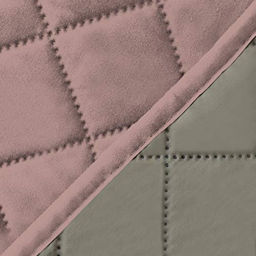 Easy-Going 4 Seater Sofa Slipcover Reversible Sofa Cover Water Resistant Couch Cover with Foam Sticks Elastic Straps Furniture Protector for Pets Children Dog Cat (XX-Large, Pink/Beige)