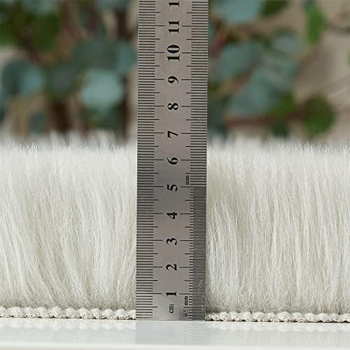 EasyJoy Ultra Soft Fluffy Shaggy Area Rug Faux Fur, Chair Cover, Fuzzy Seat Pad for Bedroom Floor Sofa Living Room (2 x 6 ft Sheepskin, Light Grey)
